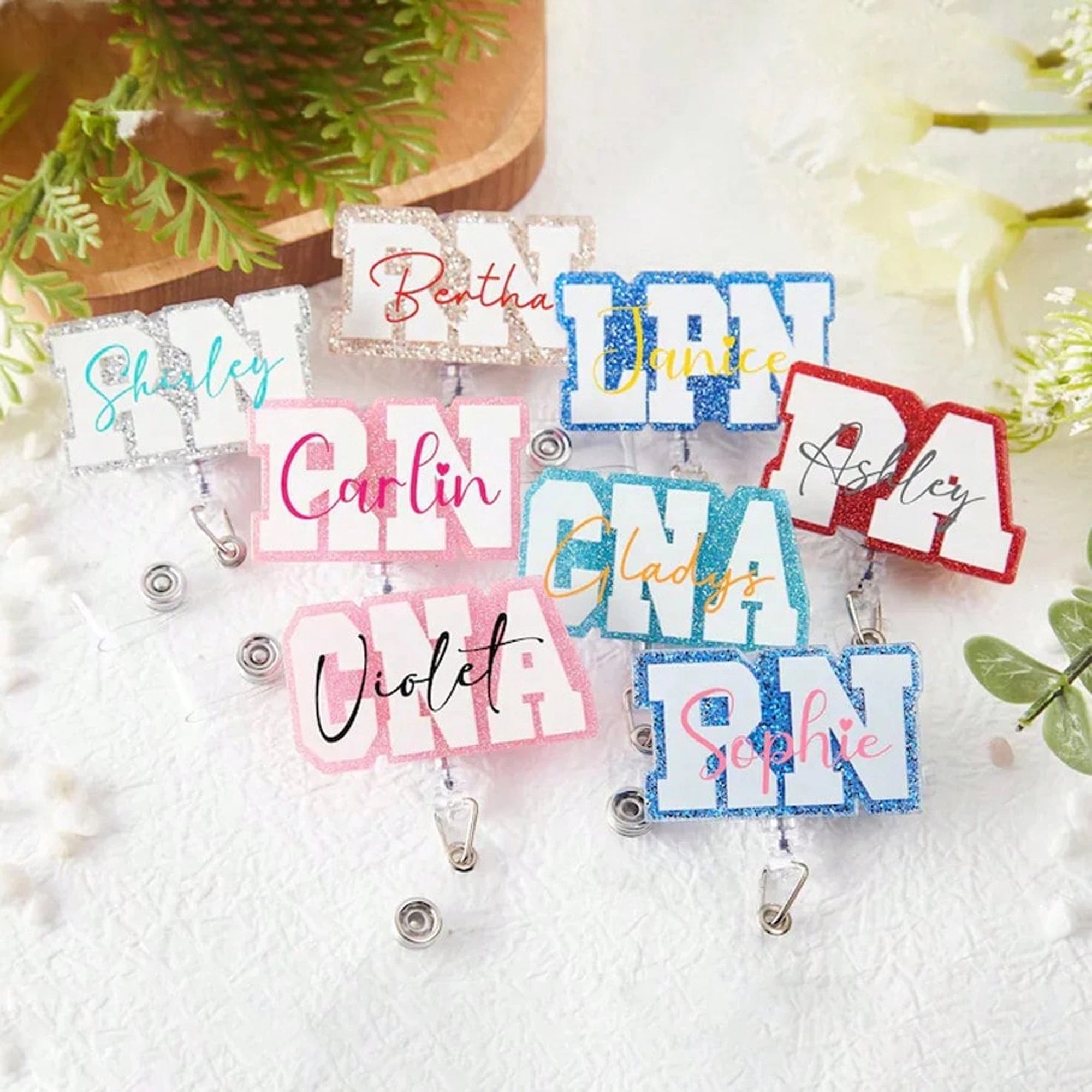 Custom Reel Badge Cute Name PA LAB LPN TECH MD RMA BSN EMT CNA LVN RN ID Badge Reels Nurse Colleague Staff Hospital Doctor