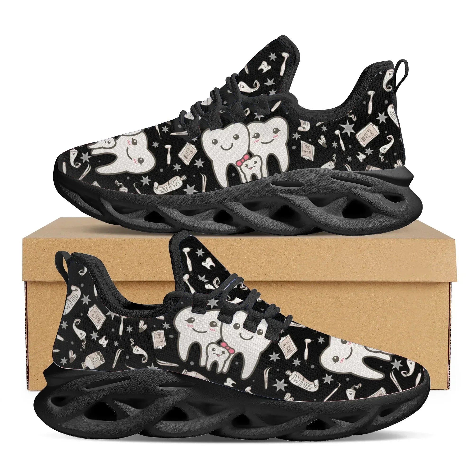 Cute Dental Design Sneakers Ladies Casual Lightweight Lace Up Shoes Breathable Dental Mesh Nursing Shoes Walking Footwear