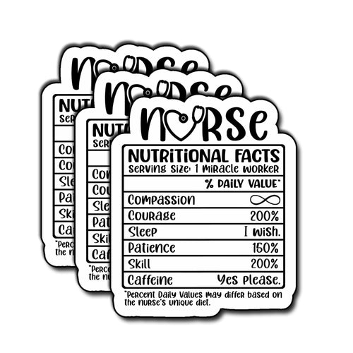 (3Pcs) Nurse Nutritional Facts Sticker ER Nurse Funny Medical Healthcare Sticker Healthcare Nurse Sticker Nursing Sticker Waterproof Vinyl Stickers Decorate Books Laptops Water Bottles Kindles 3"x2.3"