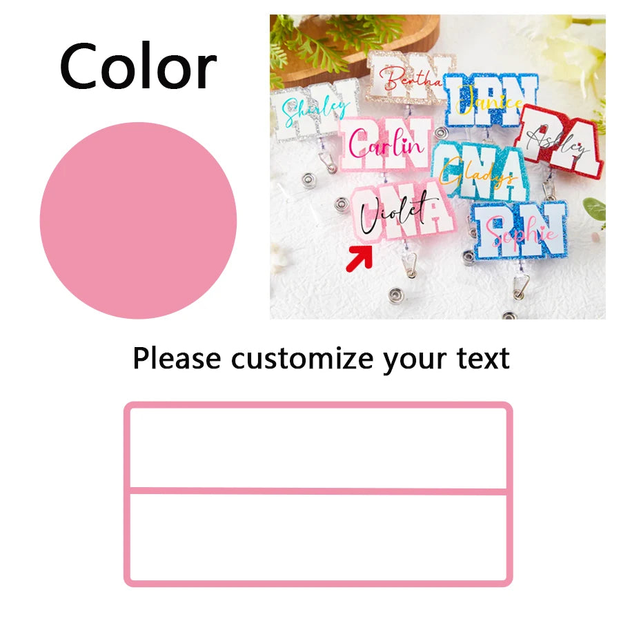 Custom Reel Badge Cute Name PA LAB LPN TECH MD RMA BSN EMT CNA LVN RN ID Badge Reels Nurse Colleague Staff Hospital Doctor
