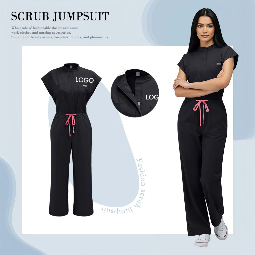 Custom Logo Medical Clothing for Women Anti Wrinkle Nursing Scrub Doctor Nurse Work Clothes Jumpsuit Printing Embroidering Logos