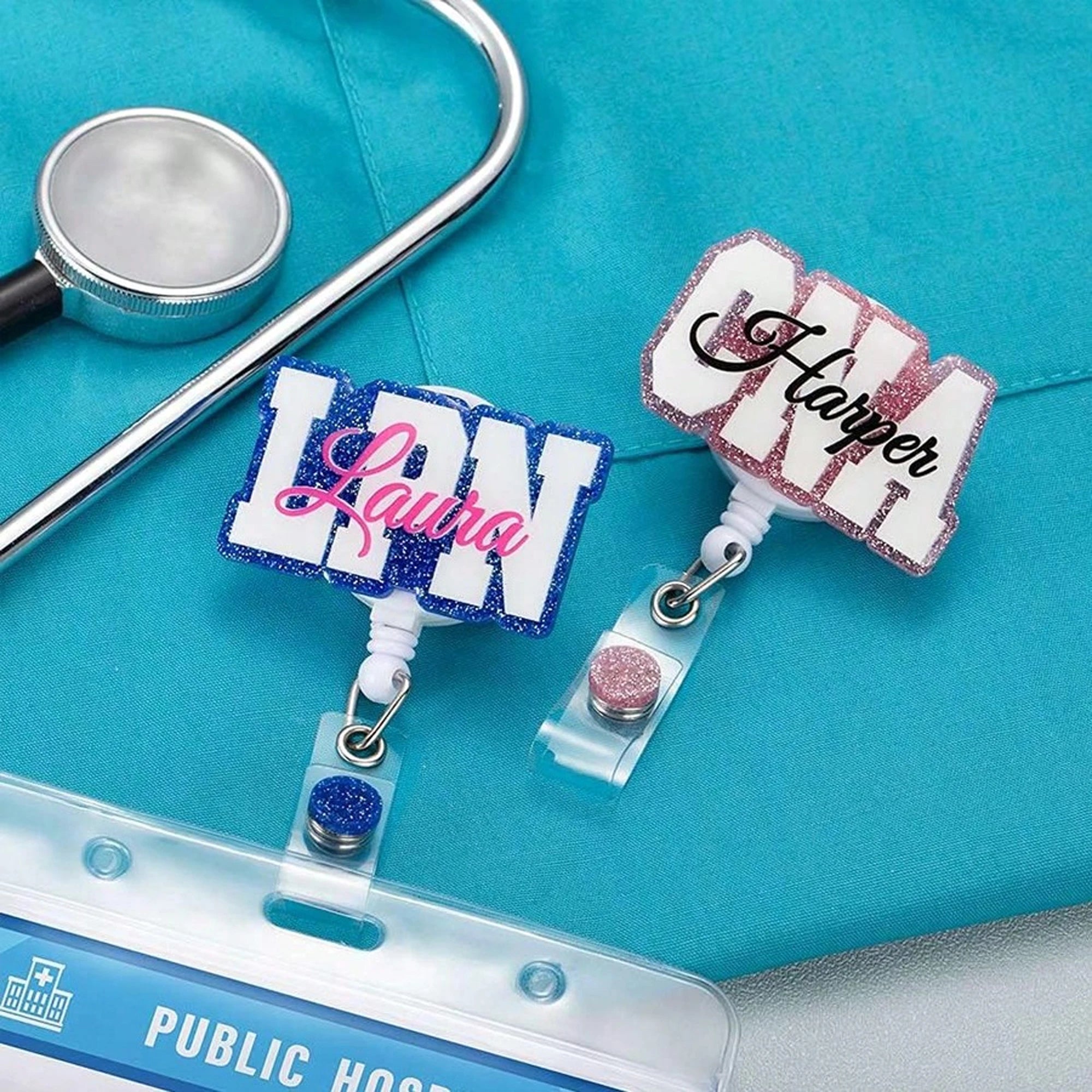 Custom Reel Badge Cute Name PA LAB LPN TECH MD RMA BSN EMT CNA LVN RN ID Badge Reels Nurse Colleague Staff Hospital Doctor