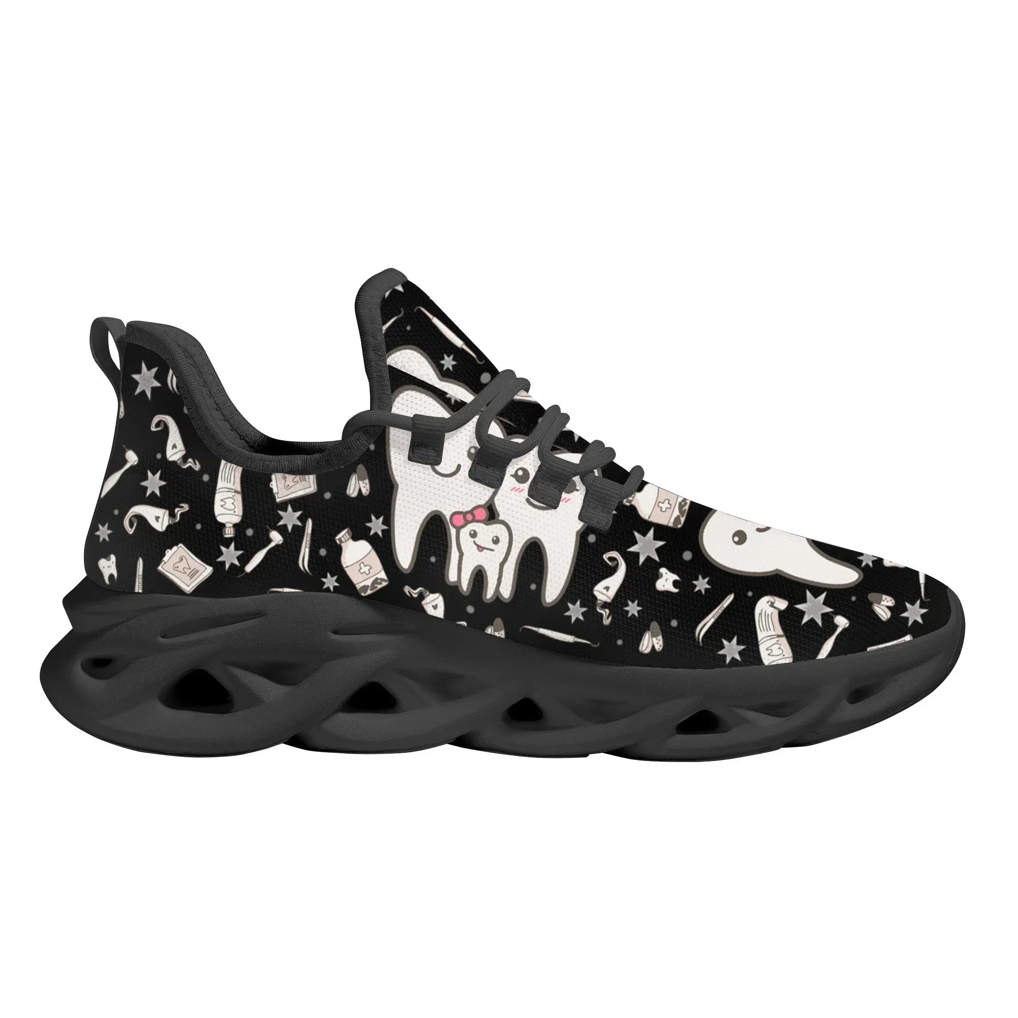 Cute Dental Design Sneakers Ladies Casual Lightweight Lace Up Shoes Breathable Dental Mesh Nursing Shoes Walking Footwear