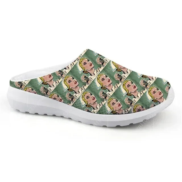 Women's Summer Slippers Hospital Nurse Printing Home Slipper Ladies Non-Slip Beach Sandals For Females Nursing Shoes