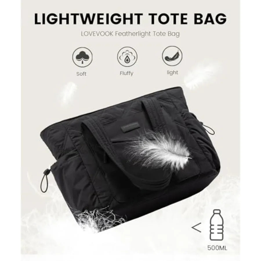 LOVEVOOK Tote Bag for Women, puffer tote bag for Work Travel Nurse, Lightweight quilted Bags with Compartments