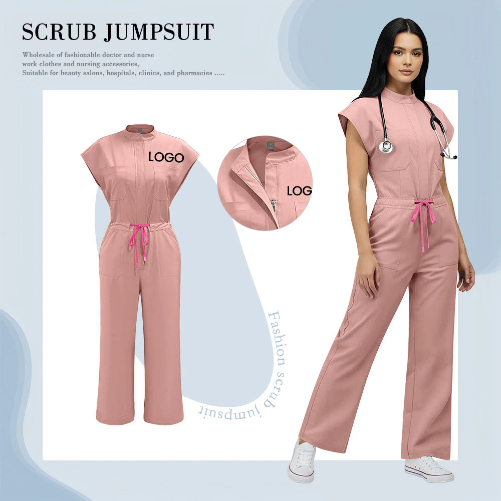 Custom Logo Medical Clothing for Women Anti Wrinkle Nursing Scrub Doctor Nurse Work Clothes Jumpsuit Printing Embroidering Logos