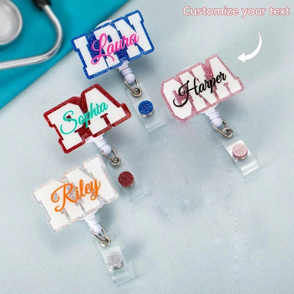 Custom Reel Badge Cute Name PA LAB LPN TECH MD RMA BSN EMT CNA LVN RN ID Badge Reels Nurse Colleague Staff Hospital Doctor