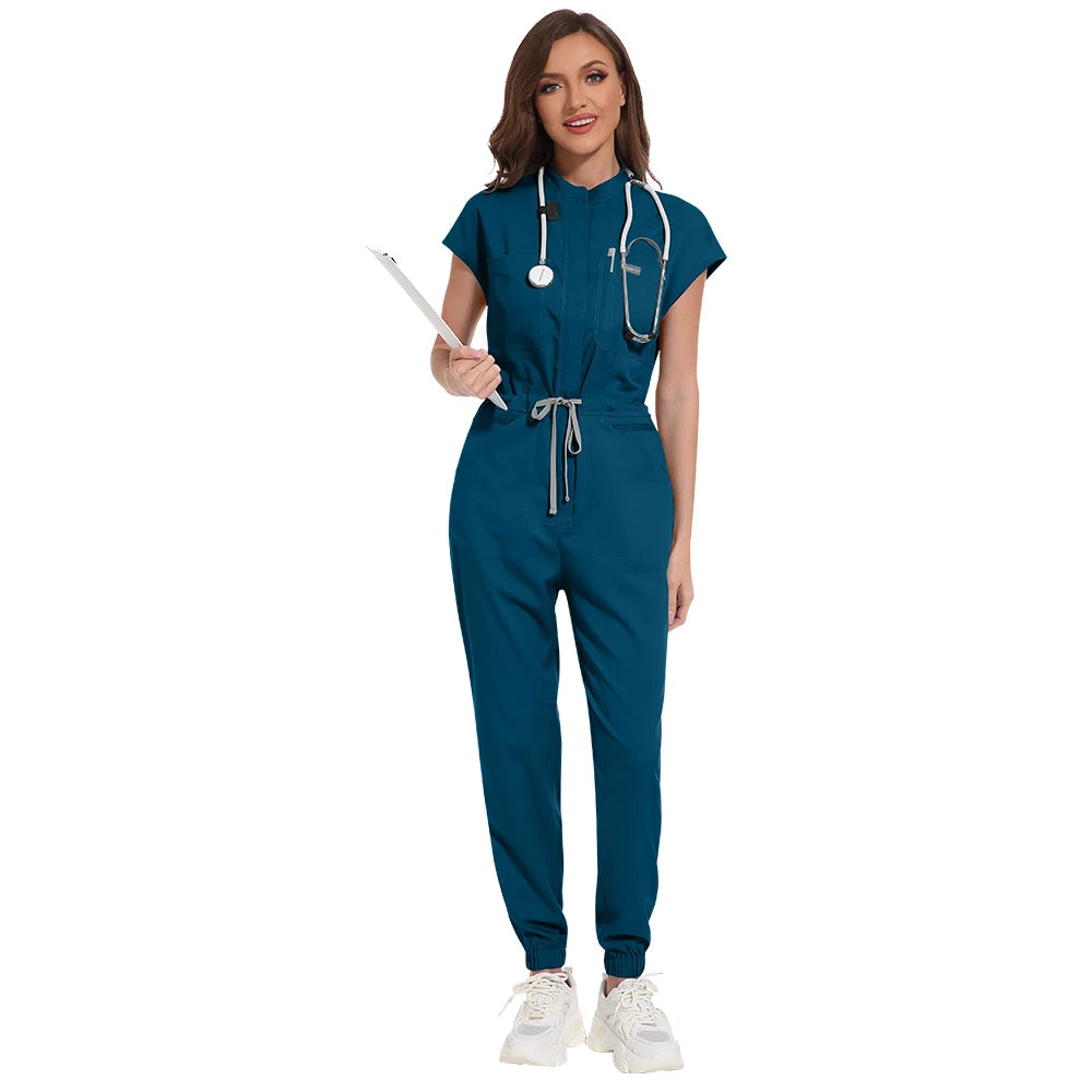 Wholesale Medical Apparel Scrub Uniform Women Short Sleeved Scrubs Jumpsuit Medical Hospital Clothing Scrub Uniforms with Pocket