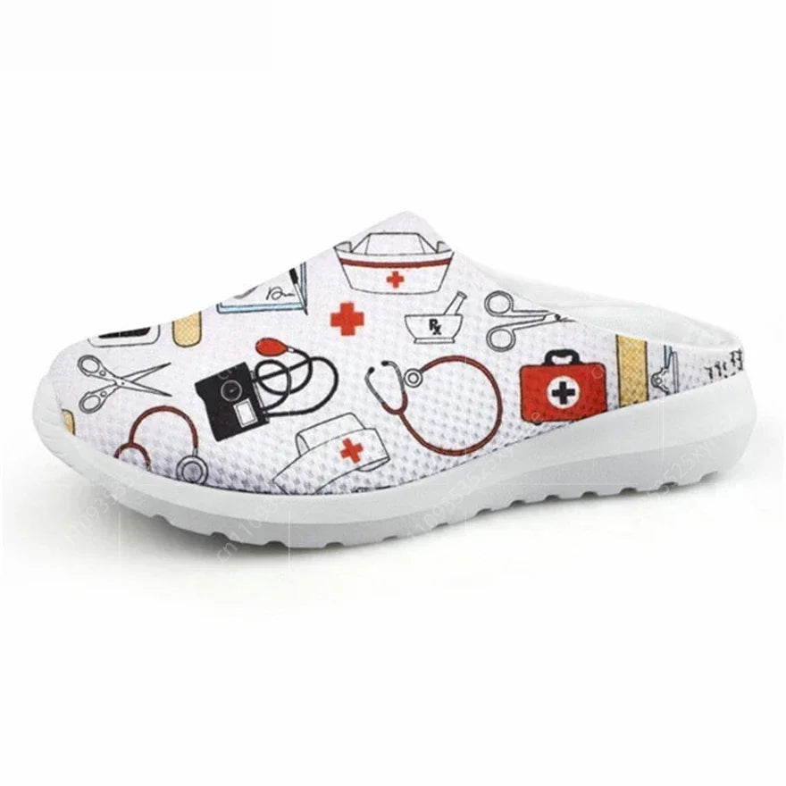 Women's Summer Slippers Hospital Nurse Printing Home Slipper Ladies Non-Slip Beach Sandals For Females Nursing Shoes