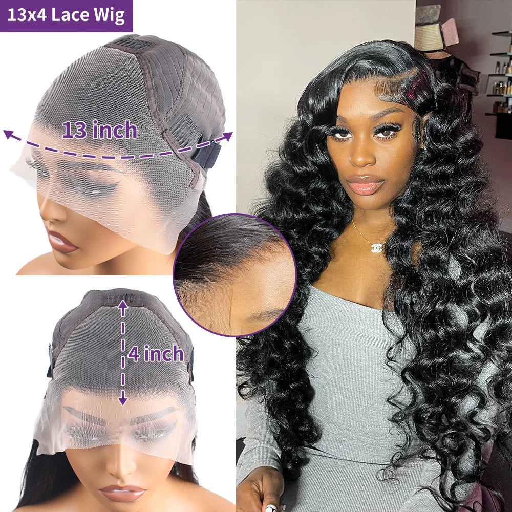 250 Density Loose Deep Wave Human Hair Wig 30 Inch HD 13x6 Lace Frontal Wig 13x4 Water Wave Curly Lace Front Wigs Preplucked
