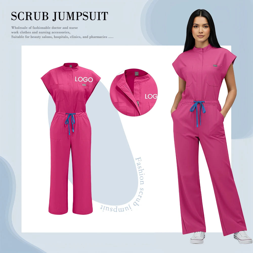 Custom Logo Medical Clothing for Women Anti Wrinkle Nursing Scrub Doctor Nurse Work Clothes Jumpsuit Printing Embroidering Logos