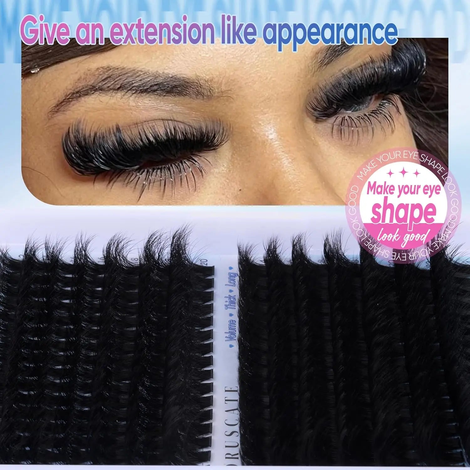 Lash Clusters 160D+260D Eyelash Clusters 12-24mm Long Thick Volume Strip Mink Lashes Dramatic Full Salon Look