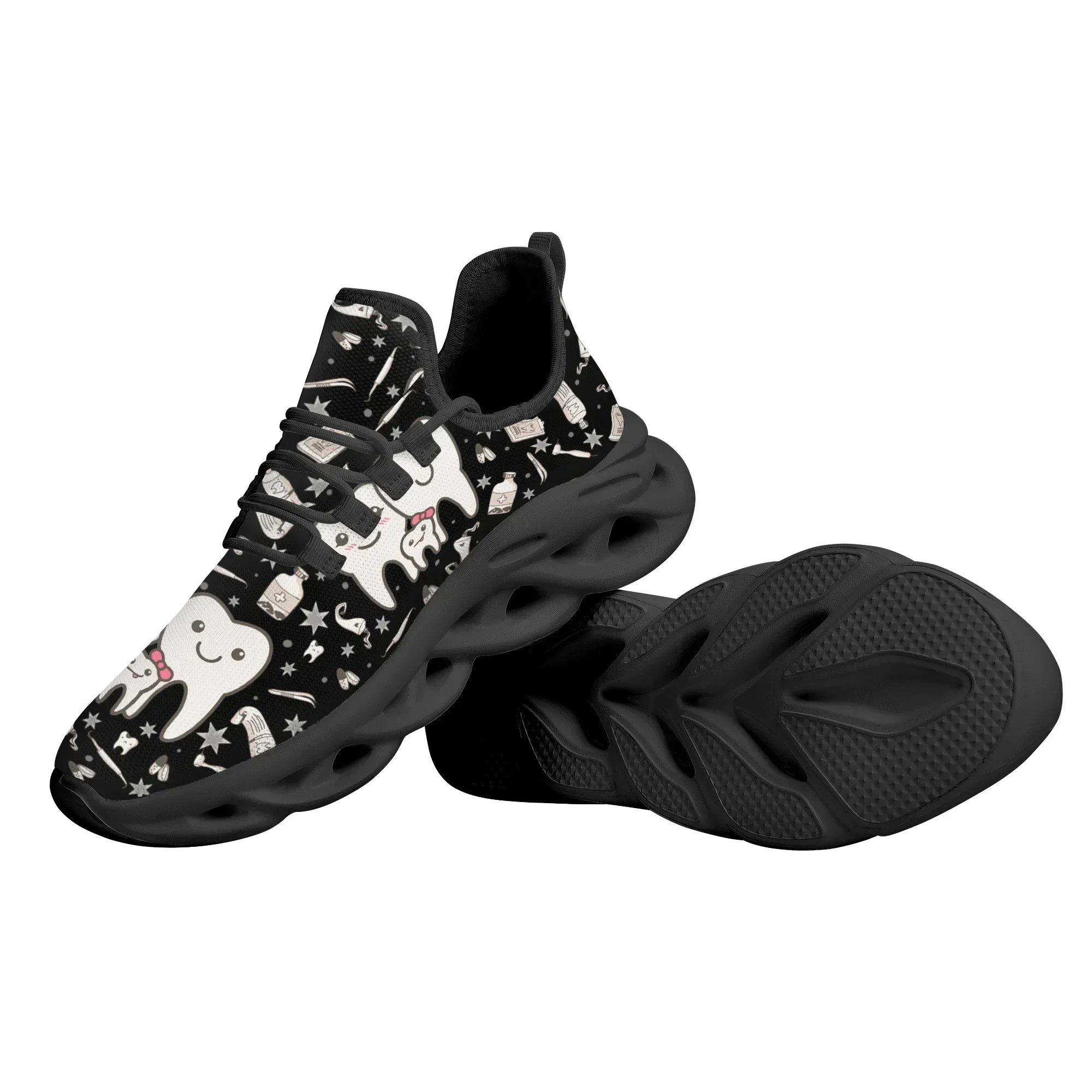 Cute Dental Design Sneakers Ladies Casual Lightweight Lace Up Shoes Breathable Dental Mesh Nursing Shoes Walking Footwear