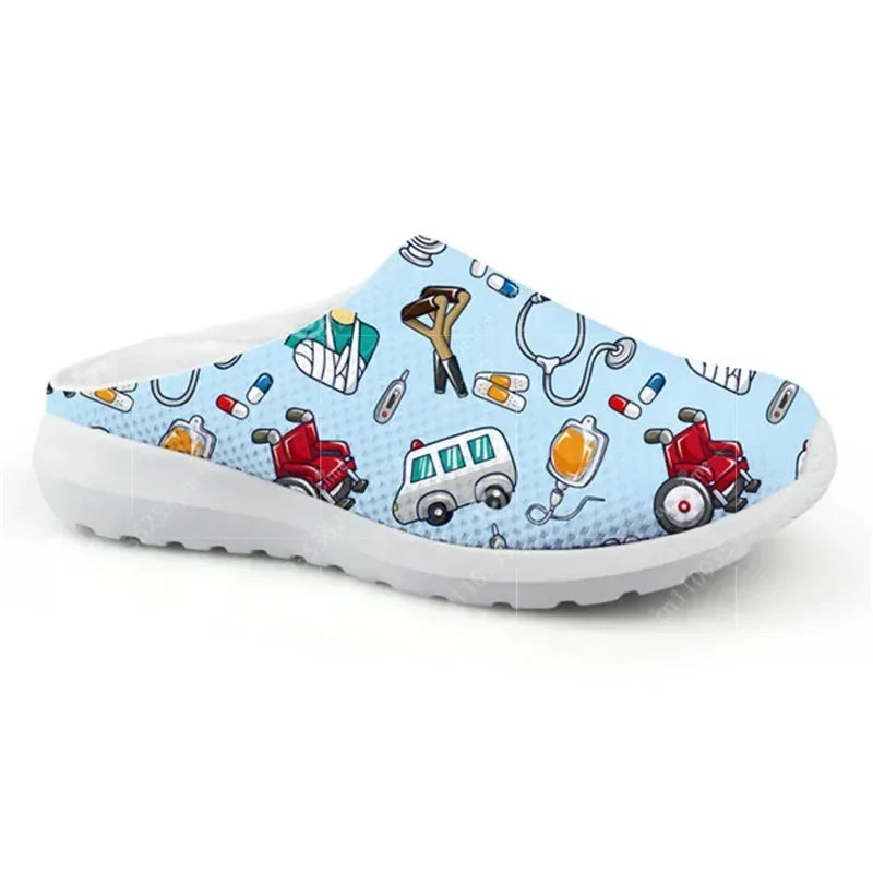 Women's Summer Slippers Hospital Nurse Printing Home Slipper Ladies Non-Slip Beach Sandals For Females Nursing Shoes