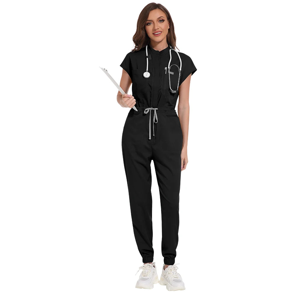 Wholesale Medical Apparel Scrub Uniform Women Short Sleeved Scrubs Jumpsuit Medical Hospital Clothing Scrub Uniforms with Pocket