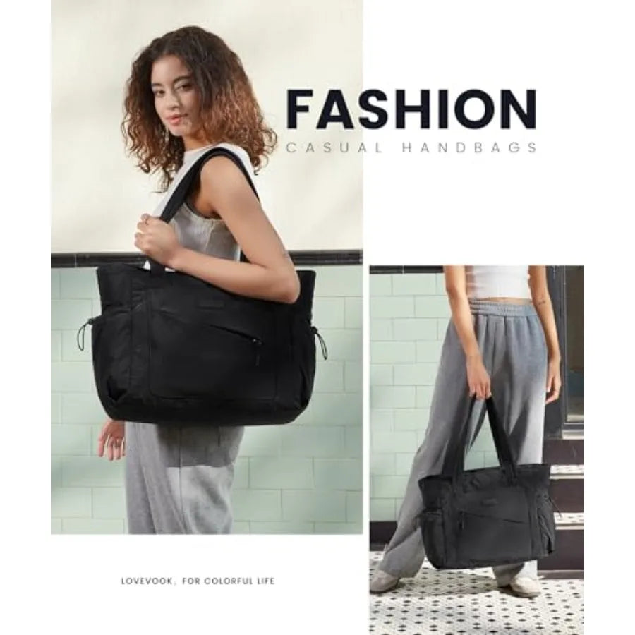 LOVEVOOK Tote Bag for Women, puffer tote bag for Work Travel Nurse, Lightweight quilted Bags with Compartments