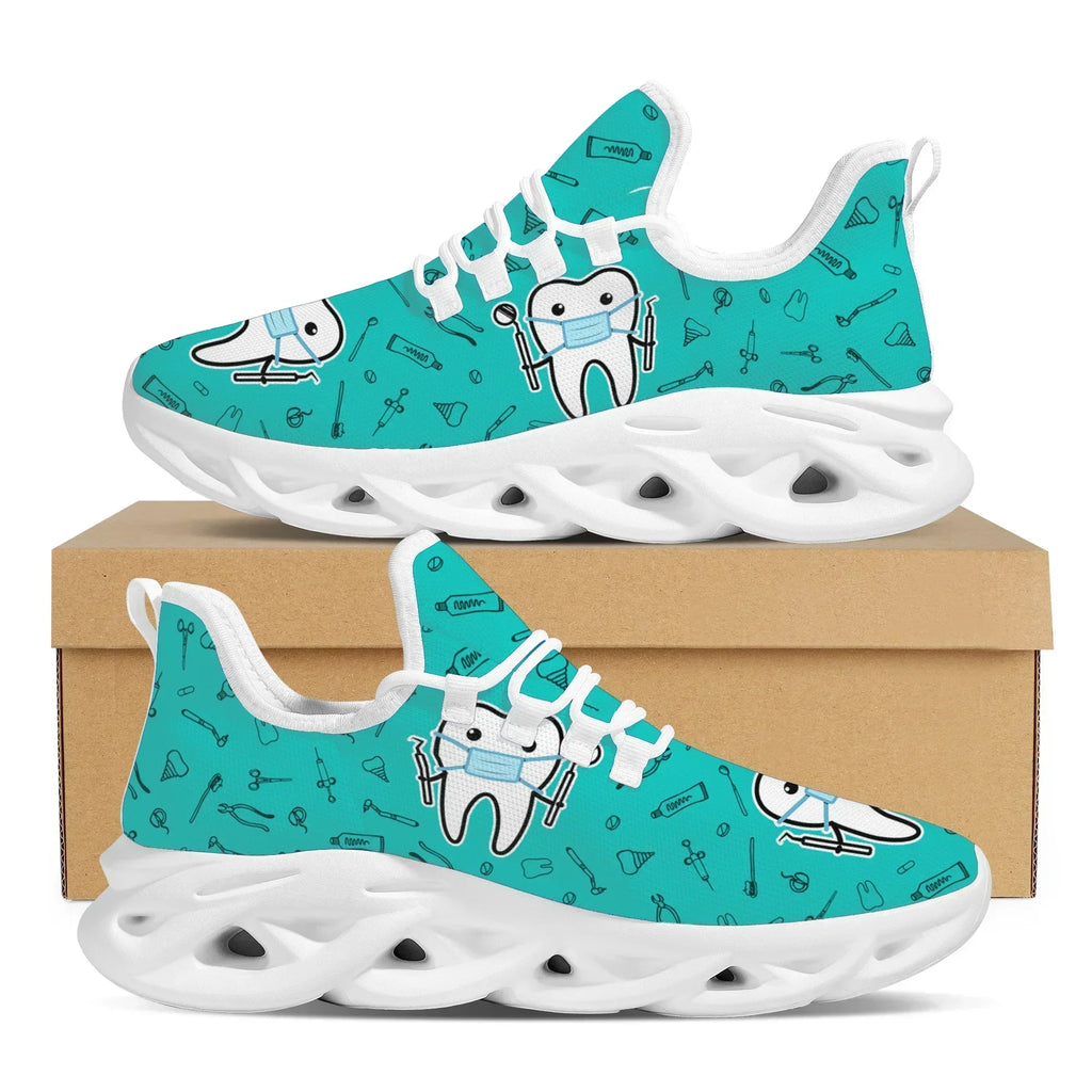Cute Dental Design Sneakers Ladies Casual Lightweight Lace Up Shoes Breathable Dental Mesh Nursing Shoes Walking Footwear