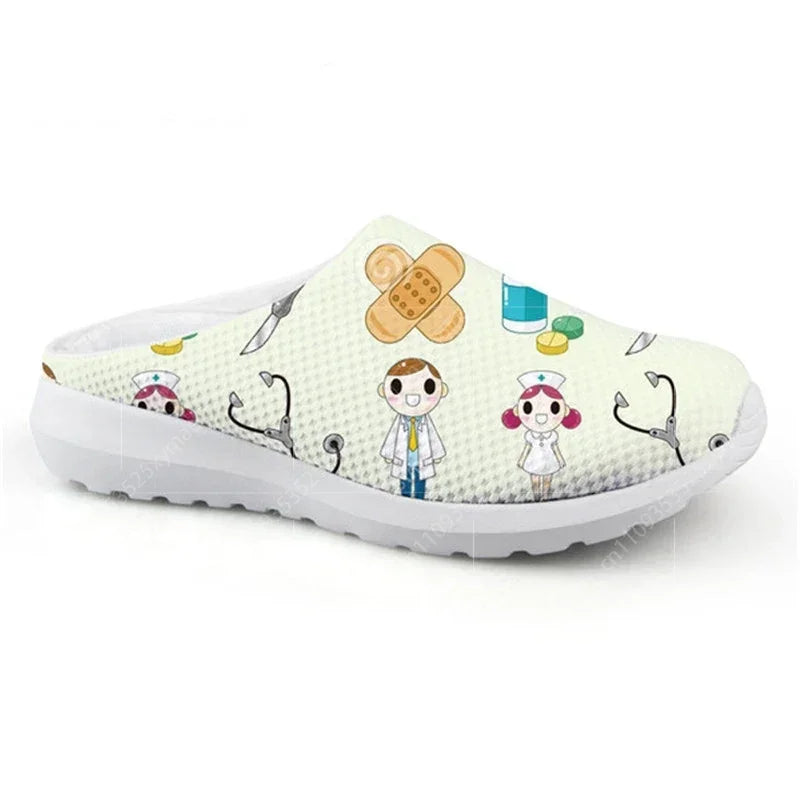 Women's Summer Slippers Hospital Nurse Printing Home Slipper Ladies Non-Slip Beach Sandals For Females Nursing Shoes