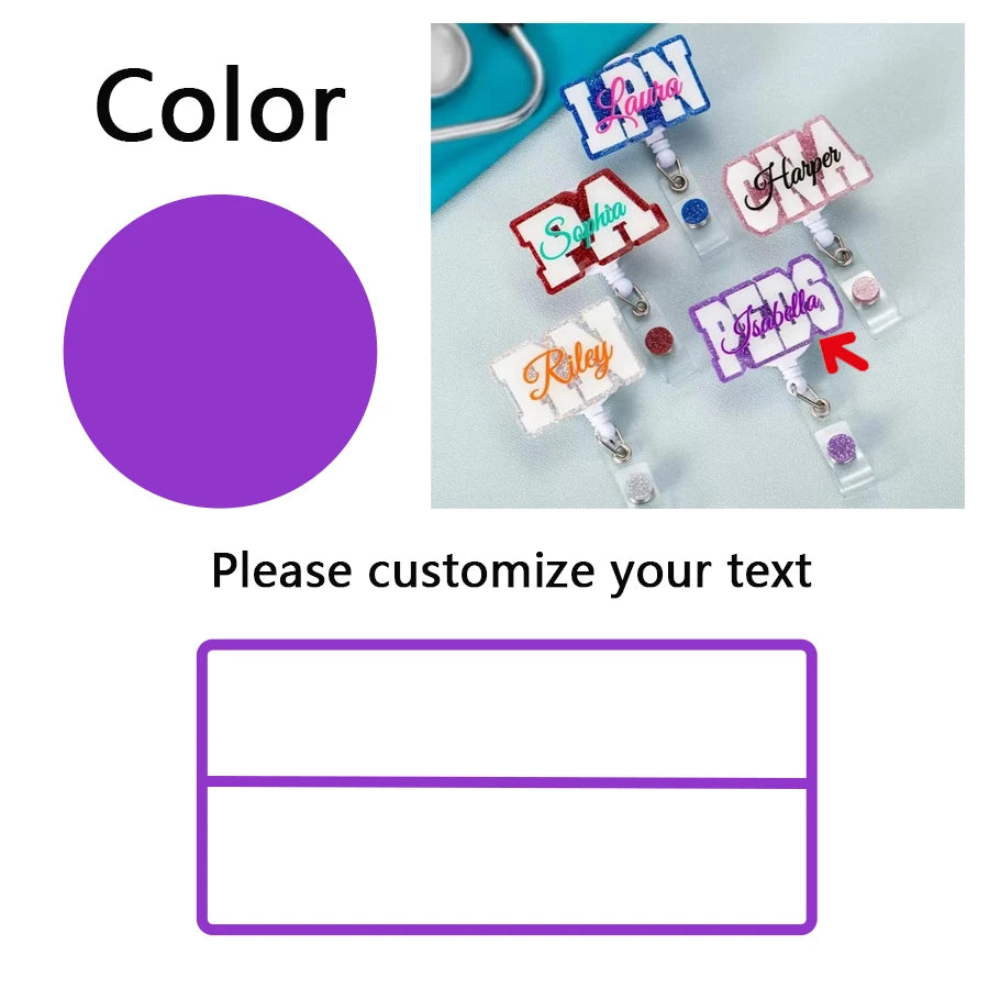 Custom Reel Badge Cute Name PA LAB LPN TECH MD RMA BSN EMT CNA LVN RN ID Badge Reels Nurse Colleague Staff Hospital Doctor