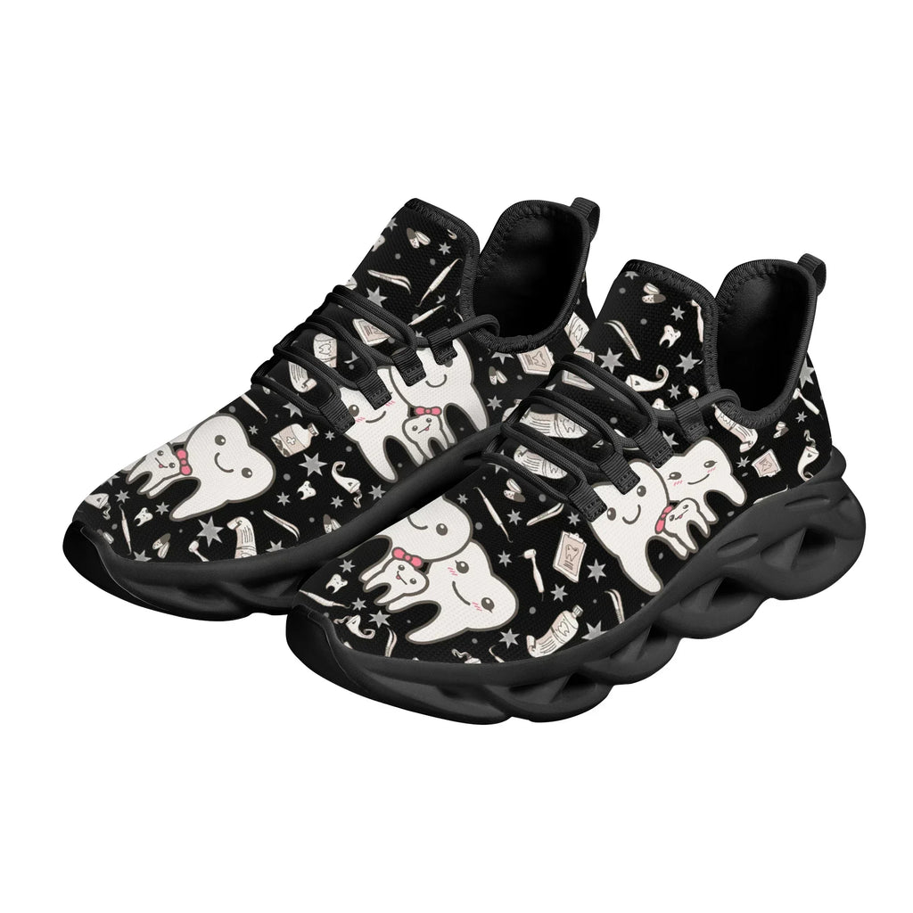 Cute Dental Design Sneakers Ladies Casual Lightweight Lace Up Shoes Breathable Dental Mesh Nursing Shoes Walking Footwear