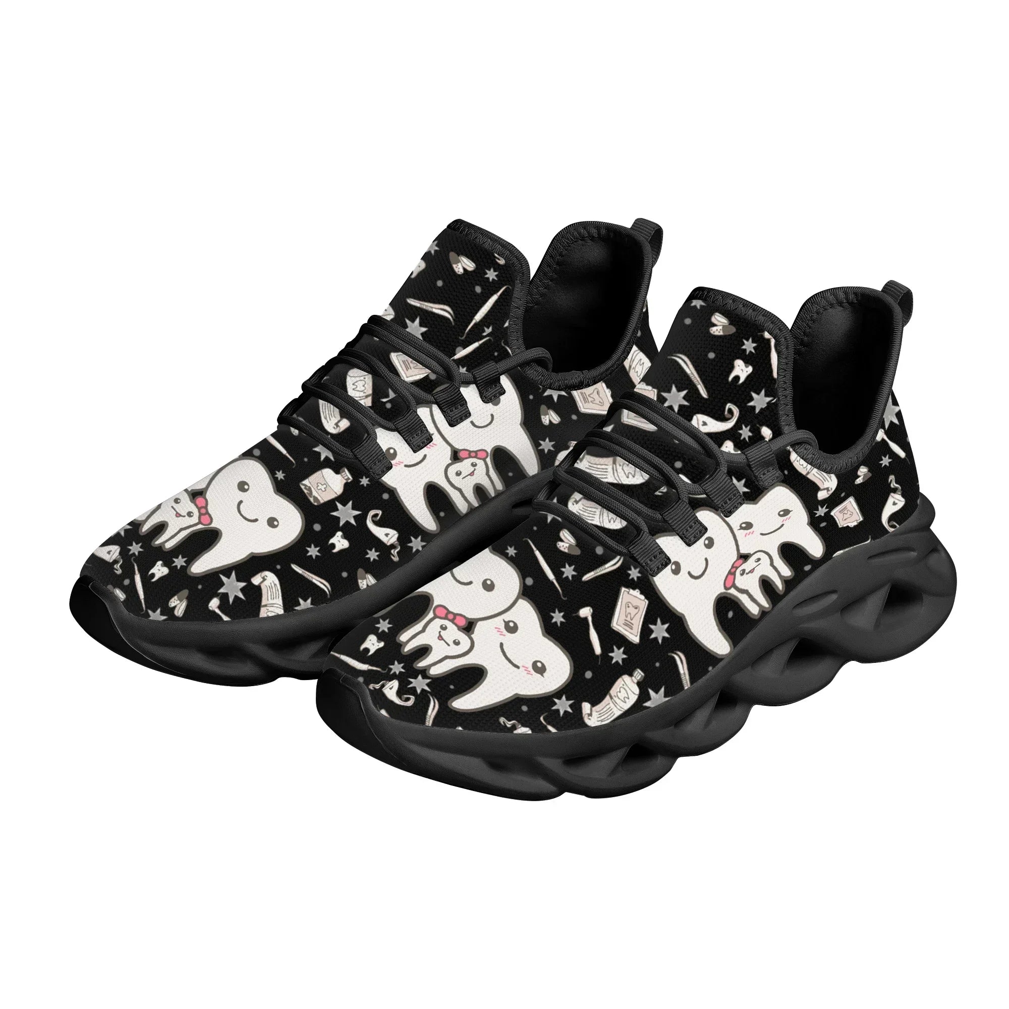 Cute Dental Design Sneakers Ladies Casual Lightweight Lace Up Shoes Breathable Dental Mesh Nursing Shoes Walking Footwear