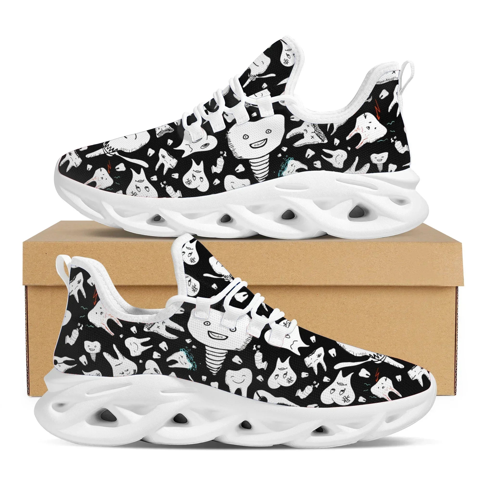 Cute Dental Design Sneakers Ladies Casual Lightweight Lace Up Shoes Breathable Dental Mesh Nursing Shoes Walking Footwear