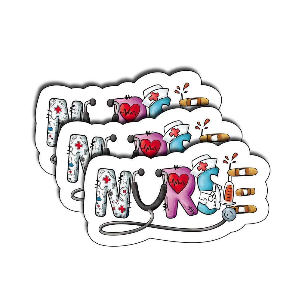 (3Pcs) Nurse Sticker ER Nurse Funny Medical Healthcare Sticker Nurse Students Nurse School Decoration for Books Laptops Phone Waterproof Vinyl Healthcare Nurse Sticker Nursing Decals 3"x2" Inch